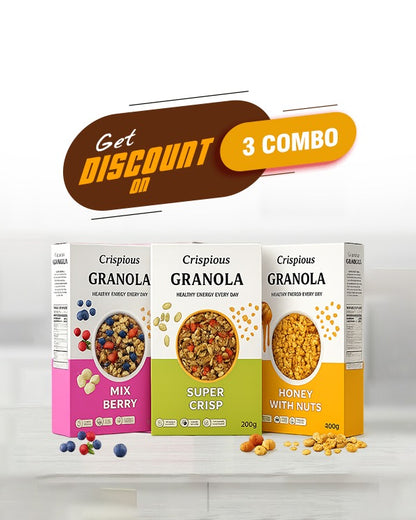 Bundle of 3 - Buy any three Crispious Granola  (300gms) of your choice