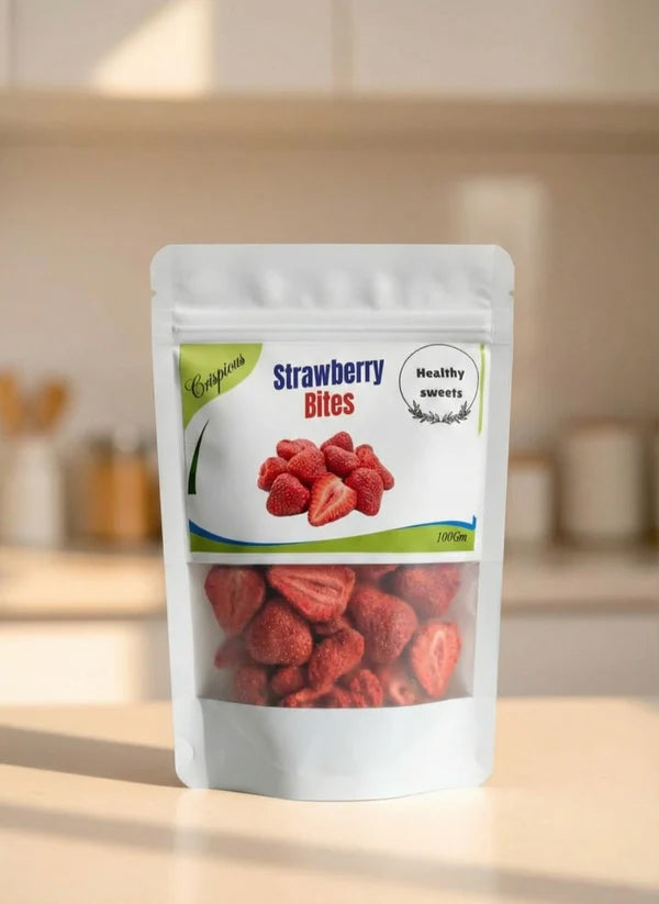 Crispious Strawberry Bites – Naturally Sweet & Healthy Snack (100g)